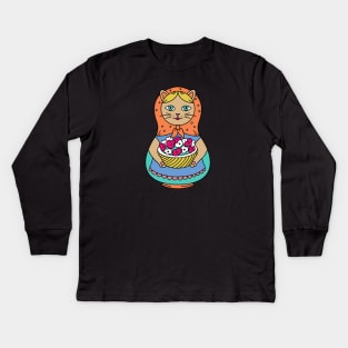 Catryoshka Gardener Cat Matryoshka Kids Long Sleeve T-Shirt